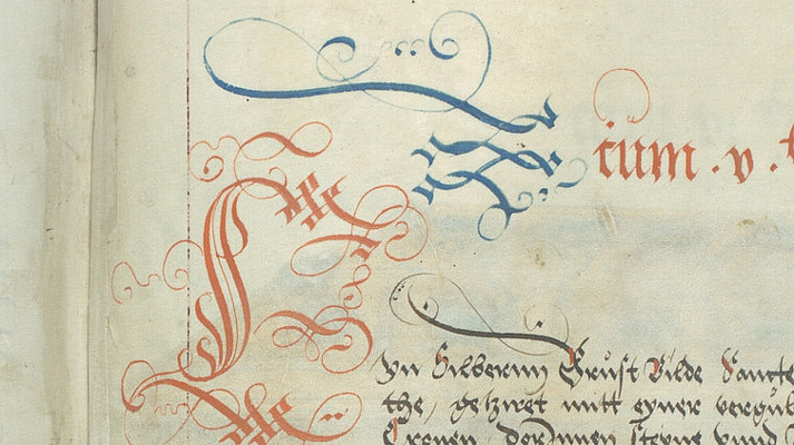 Heiltumsbuch, Detail: kalligraphischer Schriftzug