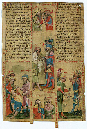 Biblia Pauperum. Scenes from the old and new testament, here f.e. Judas